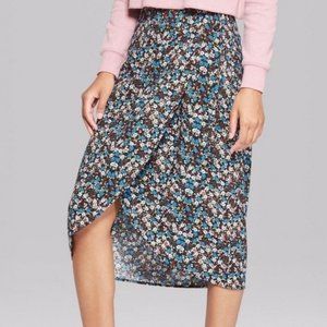 Wild Fable Floral Wrap Midi Skirt